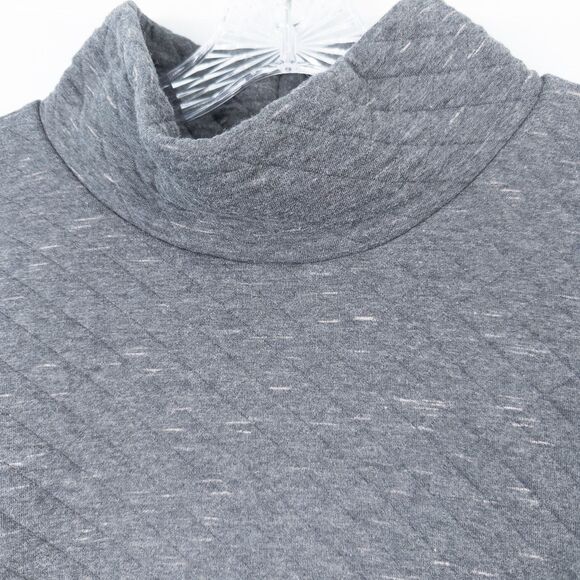 LL Bean Quilted Pullover Sweatshirt Womens Petite Large Dark Gray Mock Neck - Picture 5 of 16